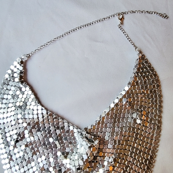 Silver Chainmail Handkerchief Necklace - Picture 4 of 4